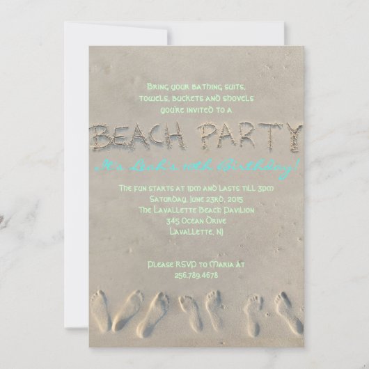 SANDY BEACH Birthday Party Invitation Kaart (Voorkant)