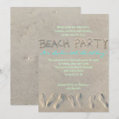 SANDY BEACH Birthday Party Invitation Kaart (Voorkant / Achterkant)