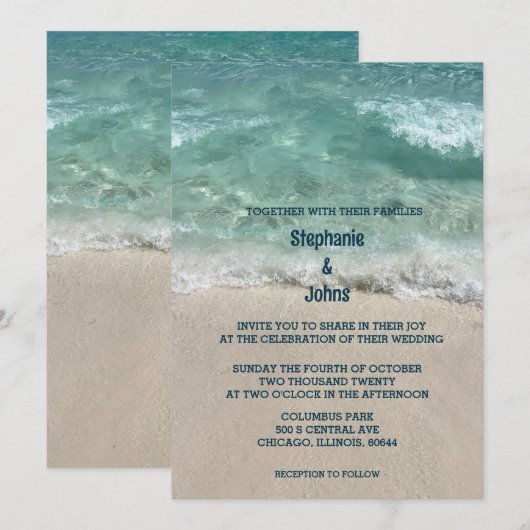 Sandy Beach Blauwgroen Turquoise Zee Ocean Waves W Kaart (Voorkant / Achterkant)