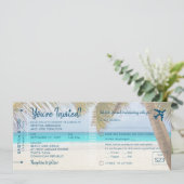 Sandy Beach Boarding Pass Trouw Uitnodiging met RS (Staand voorkant)