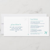 Sandy Beach Boarding Pass Wedding Invite met RSVP (Achterkant)