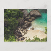 Sandy Beach Cove met groene bomen, Rocks & Ocean Briefkaart (Voorkant)