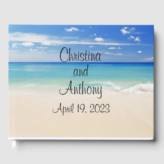 Sandy Beach Custom Wedding Guest Book Gastenboek (Voorkant)