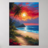 Sandy Beach en Azure Zee Poster (Voorkant)