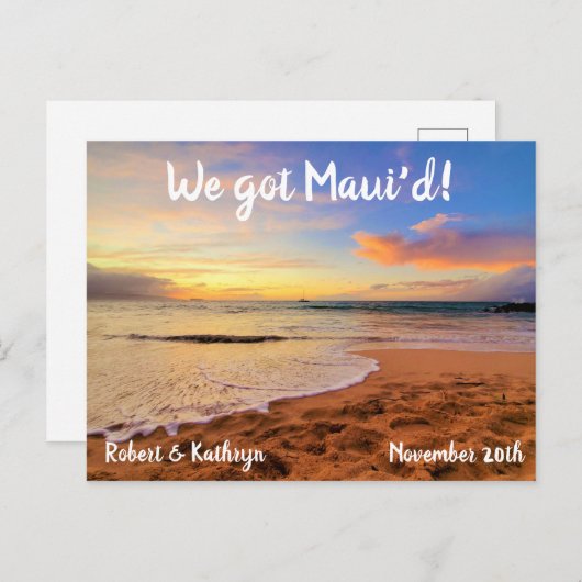 Sandy Beach en Sunset Maui'd Briefkaart (Voorkant / Achterkant)