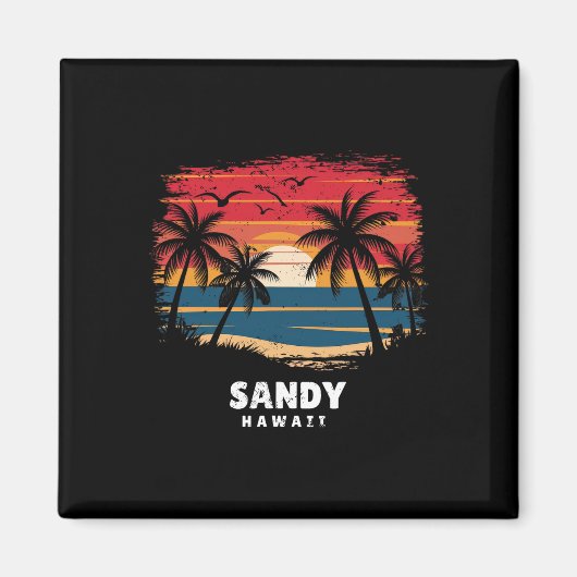 Sandy Beach Hawaï Surfwethouder Palmboom Souvenir Magneet (Voorkant)