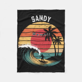 Sandy Beach Hawaii Beach Surfing  Fleece Deken