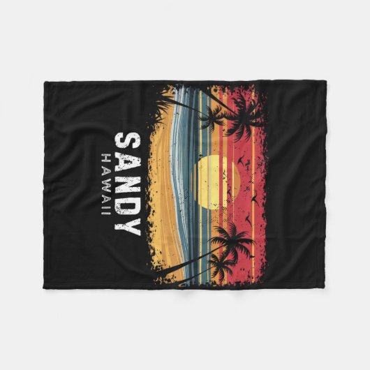 Sandy Beach Hawaii Surfboard Beach  Fleece Deken (Voorkant (Horizontaal))