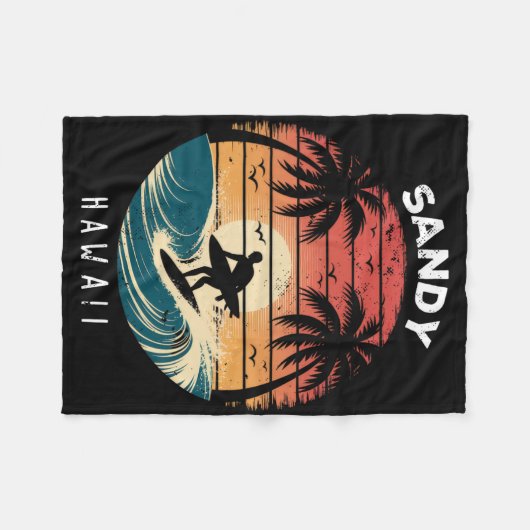 Sandy Beach Hawaii Surfboard Waves Beach  Fleece Deken (Voorkant (Horizontaal))