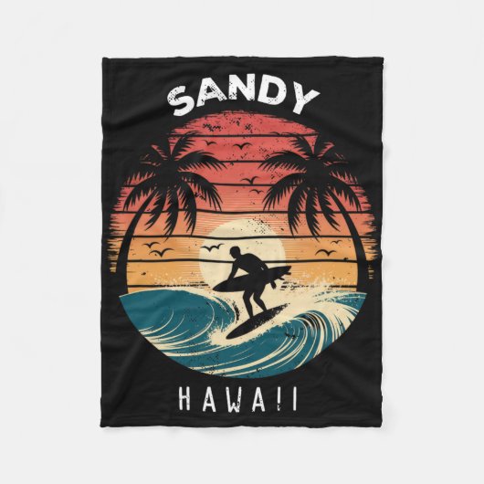 Sandy Beach Hawaii Surfboard Waves Beach Fleece Deken (Voorkant)