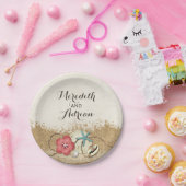 Sandy Beach Hibiscus & Shells Bruiloft Gepersonali Papieren Bordje (Feest)