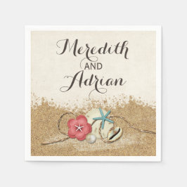Sandy Beach Hibiscus & Shells Bruiloft Gepersonali Servet