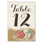 Sandy Beach Hibiscus & Shells Trouwtafel nummer Kaart (Achterkant)