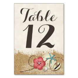Sandy Beach Hibiscus & Shells Trouwtafel nummer Kaart