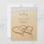 Sandy Beach Initials in the Sand Photo Wedding Kaart (Voorkant)