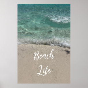 Sandy Beach Life Blauwgroen Blauw Groen Artsy Abst Poster