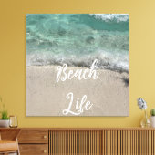 Sandy Beach Life Blauwgroen Blue Trendy Artsy Abst Canvas Afdruk (Insitu (Woonkamer))