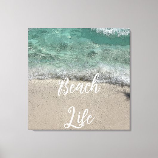 Sandy Beach Life Blauwgroen Blue Trendy Artsy Abst Canvas Afdruk (Voorkant)