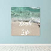 Sandy Beach Life Blauwgroen Blue Trendy Artsy Abst Canvas Afdruk (Insitu (Houten vloer))