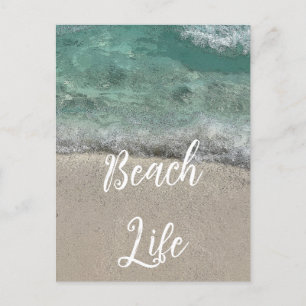 Sandy Beach Life Blauwgroen Blue Trendy Artsy Abst Feestdagenkaart