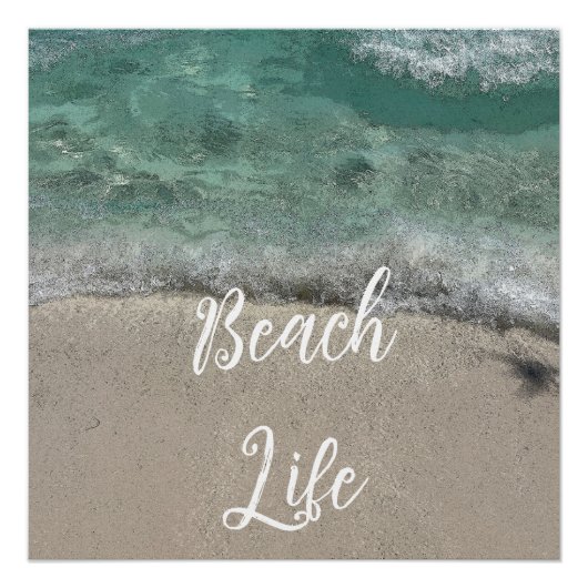 Sandy Beach Life Blauwgroen Blue Trendy Artsy Abst Perfect Poster (Voorkant)