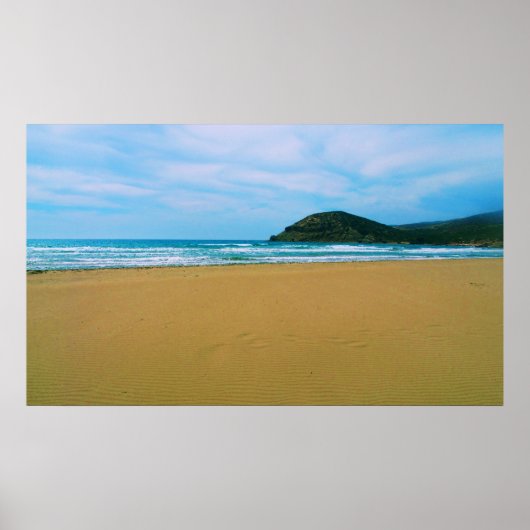 Sandy Beach met eiland- en zee-POSTER Poster (Voorkant)