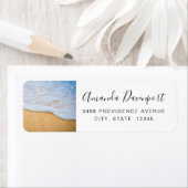 Sandy Beach met Foamy Surf Adres Etiket (Insitu)