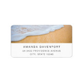 Sandy Beach met Foamy Surf Adres Etiket (Voorkant)