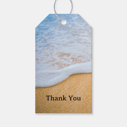 Sandy Beach met Foamy Surf Bedankt Cadeaulabel (Voorkant)