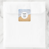 Sandy Beach met Foamy Surf Candle Business Vierkante Sticker (Tas)