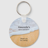 Sandy Beach met Foamy Surf Party Dank u Sleutelhanger (Voorkant)
