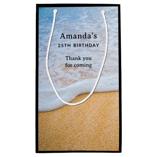 Sandy Beach met Foamy Surf - Verjaardag Dank u Klein Cadeauzakje (Achterkant)