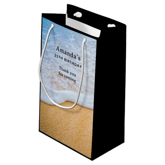 Sandy Beach met Foamy Surf - Verjaardag Dank u Klein Cadeauzakje (Achterkant Gekanteld)