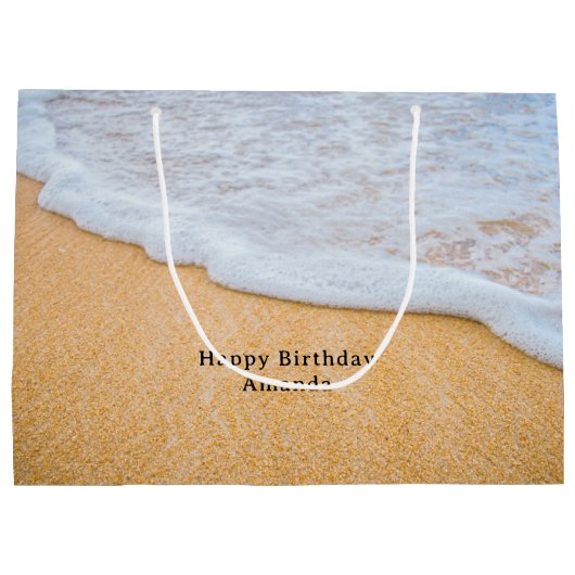 Sandy Beach met Foamy Surf Verjaardag Groot Cadeauzakje (Achterkant)