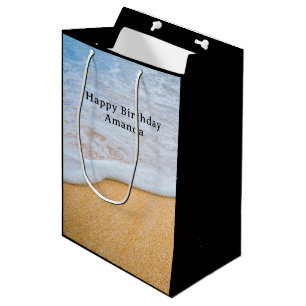 Sandy Beach met Foamy Surf Verjaardag Medium Cadeauzakje