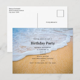 Sandy Beach met Foamy Surf Verjaardag Uitnodiging Briefkaart