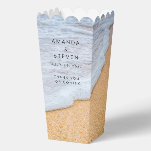 Sandy Beach met Foamy Surf Wedding Dank u Bedankdoosjes (Voorkant)