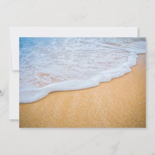 Sandy Beach met Foamy Surf Wedding Save The Date (Achterkant)