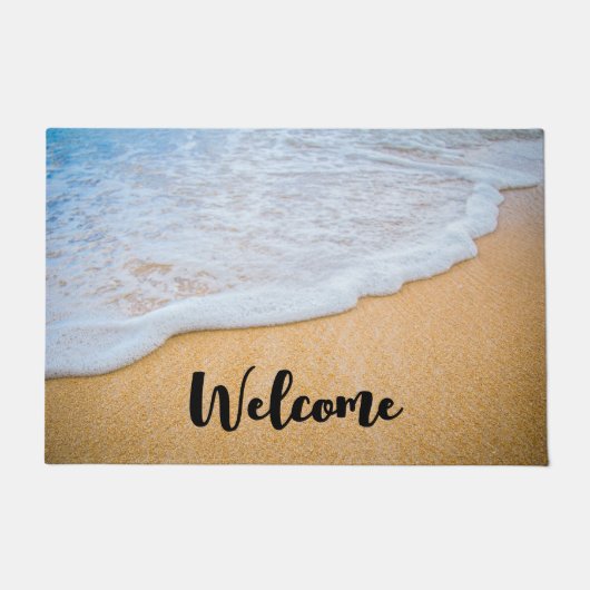 Sandy Beach met Foamy Surf Welkom Deurmat (Voorkant)