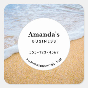 Sandy Beach met Foamy Surven Business Vierkante Sticker