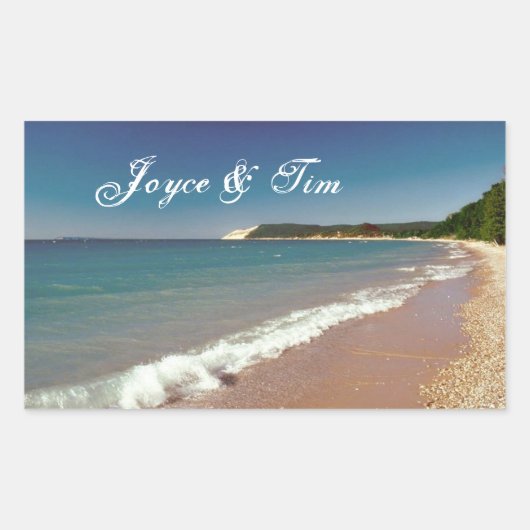 Sandy Beach met golven Rechthoekige Sticker (Voorkant)