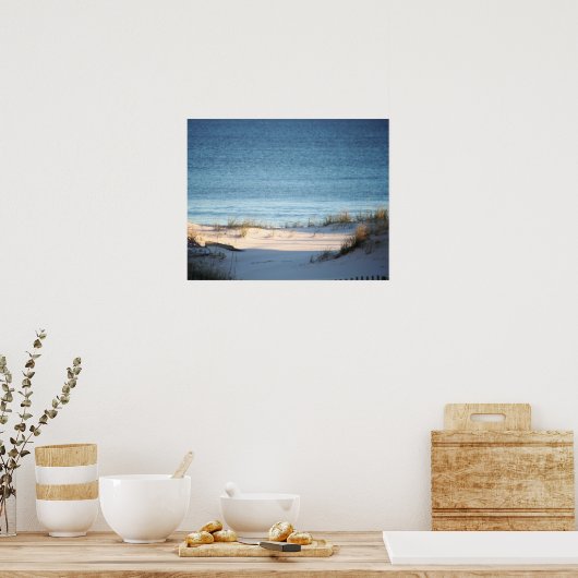 Sandy Beach met Ocean Color 16x20 Poster (Keuken)
