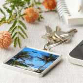 Sandy Beach met palmbomen en een Ocean Uitzicht Ke Sleutelhanger (Zijkant)