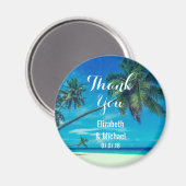 Sandy Beach met Tropische palms Wedding Bedankt Magneet (Voorkant / Achterkant)