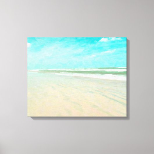 Sandy Beach met Turquoise Sky Canvas Afdruk (Voorkant)