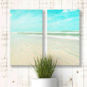 Sandy Beach met Turquoise Sky Canvas Afdruk