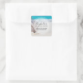 Sandy Beach met witte zeeschelpen Business Vierkante Sticker (Tas)