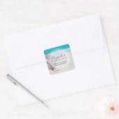 Sandy Beach met witte zeeschelpen Business Vierkante Sticker (Envelop)