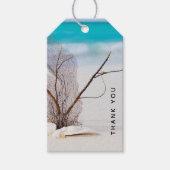 Sandy Beach met witte zeeschelpen Dank u Cadeaulabel (Voorkant)