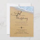 Sandy Beach Names in Sand Hearts Ocean Wedding Kaart (Voorkant)